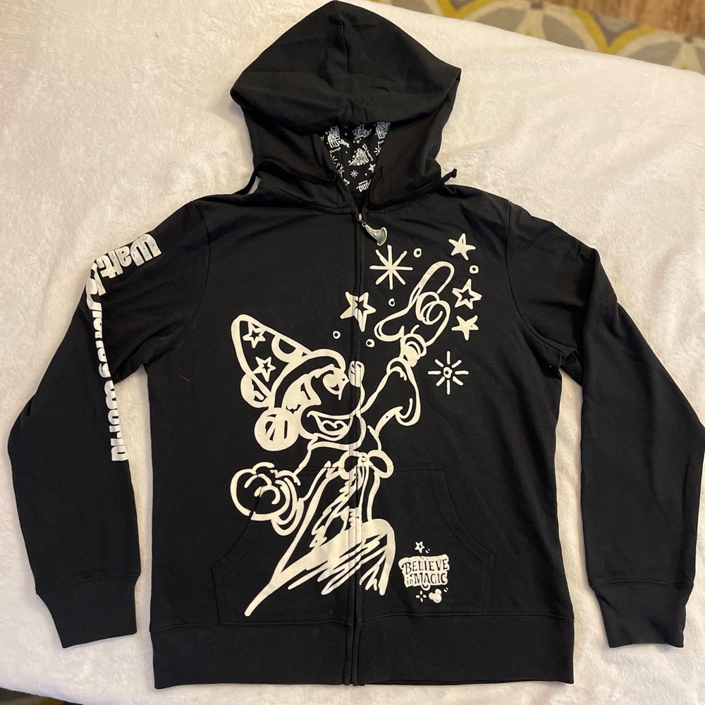 Disney Black Hoodie with White Micky Sorcerer’s Apprentice Design